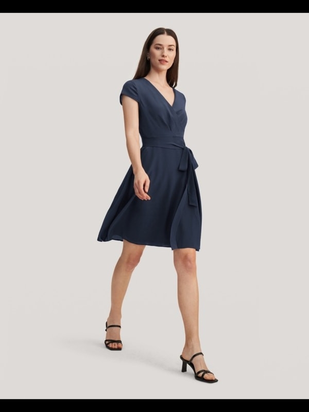 LilySilk Navy Silk Wrap Dress Sz 2 Mulberry Silk Quiet Luxury Coastal Chic - Picture 6 of 12